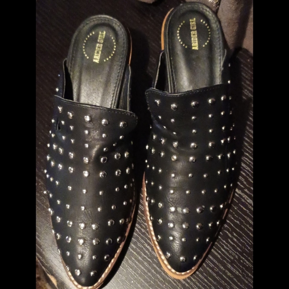 Arider Girl Black Studded Mules Size 7
